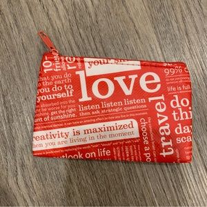 Lululemon Manifesto Red and White coin purse zipper LLL wallet credit card